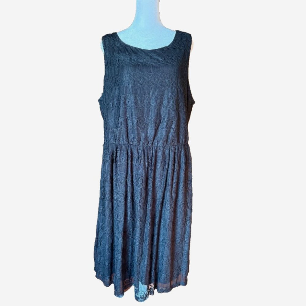 Vintage Haani‎ Black Floral Lace Dress 2X Plus Elegant Cocktail Party
